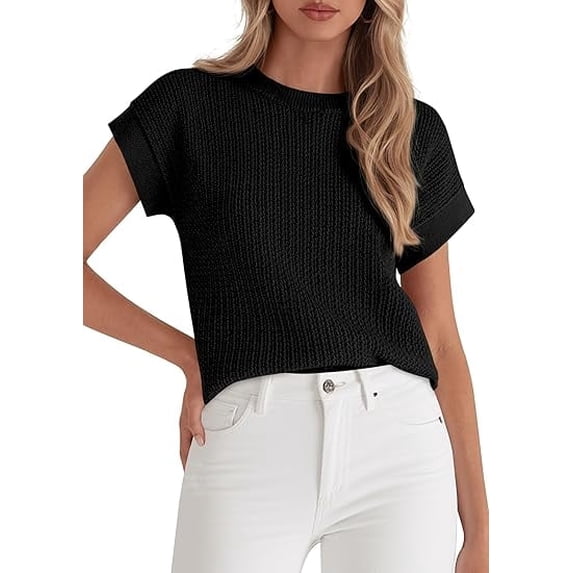 PRETTYGARDEN Women Spring Sweater Vest Business Casual Tank Top Lightweight Cap Sleeve Knit Shirts Trendy Summer Outfits