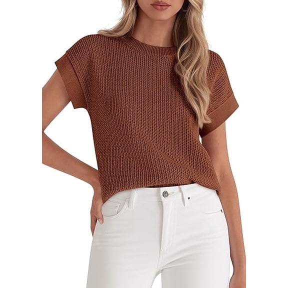 PRETTYGARDEN Women Spring Sweater Vest Business Casual Tank Top Lightweight Cap Sleeve Knit Shirts Trendy Summer Outfits