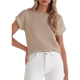 PRETTYGARDEN Women Spring Sweater Vest Business Casual Tank Top Lightweight Cap Sleeve Knit Shirts Trendy Summer Outfits