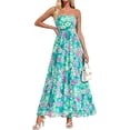 thumbnail image 1 of PRETTYGARDEN Women Strapless Maxi Dress Summer Floral Tube Top Ruched Beach Spring Wedding Guest Long Dresses, 1 of 10