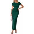 thumbnail image 1 of PRETTYGARDEN Women Summer Dress , Short Sleeve Ruched Bodycon Maxi Dresses, Elegant Cocktail Wedding Guest Party Outfit, 1 of 8
