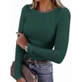 thumbnail image 1 of PRETTYGARDEN Women Summer Long Sleeve Shirts Ribbed Knit Crewneck Fitted Basic Tee Going Out Tops Casual Workout Outfits, 1 of 10