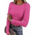 thumbnail image 1 of PRETTYGARDEN Women Summer Long Sleeve Shirts Ribbed Knit Crewneck Fitted Basic Tee Going Out Tops Casual Workout Outfits, 1 of 10