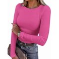 thumbnail image 1 of PRETTYGARDEN Women Summer Long Sleeve Shirts Ribbed Knit Crewneck Fitted Basic Tee Going Out Tops Casual Workout Outfits, 1 of 10