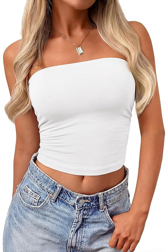 Women Tube Tops Strapless Going Out Crop Top Spring Fashion Y2K Summer Bandeau Shirt Beach Vacation Clothes
