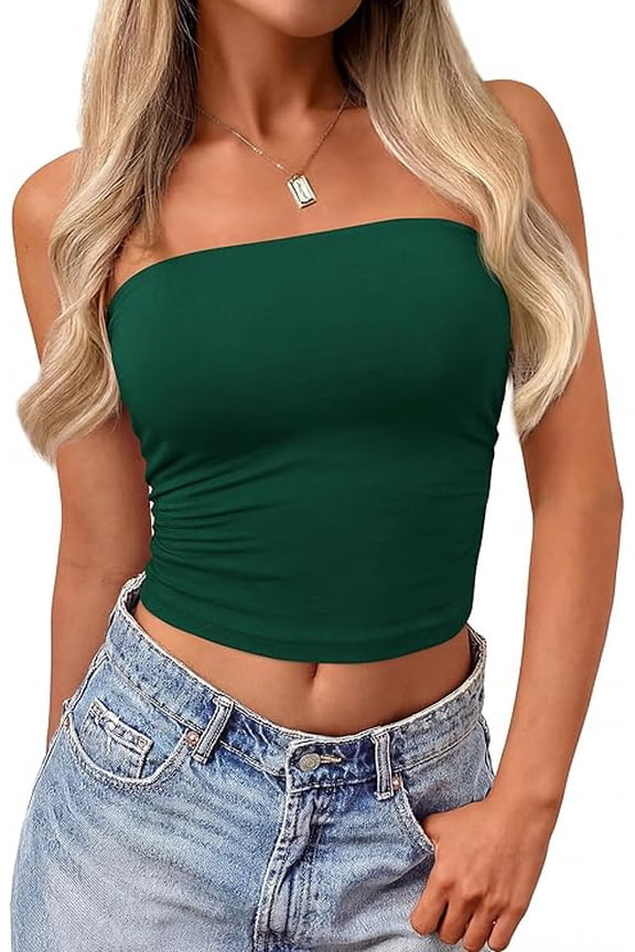 Women Tube Tops Strapless Going Out Crop Top Spring Fashion Y2K Summer Bandeau Shirt Beach Vacation Clothes