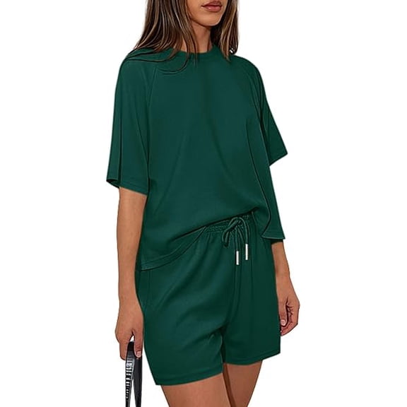 PRETTYGARDEN Women's 16 Piece Lounge Sets Short Sleeve Shirts Casual Tops Shorts Matching Clothing Summer Airport Outfits