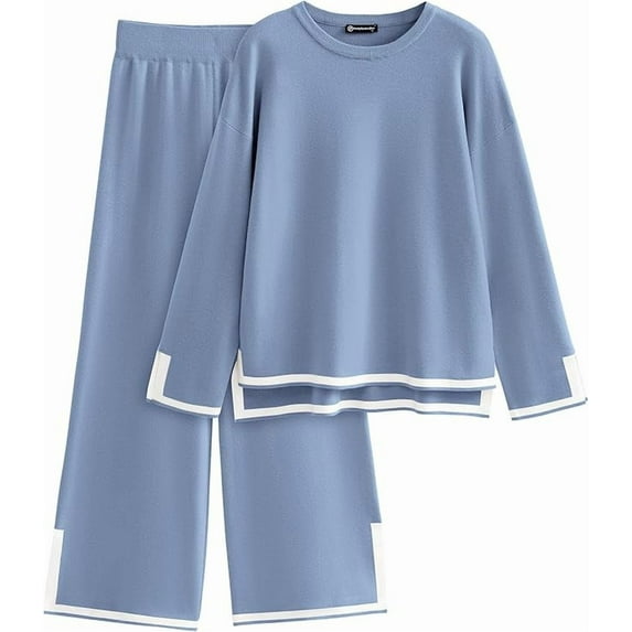 PRETTYGARDEN Women's 17 Piece Fall Knit Sweater Set Long Sleeve Tops Wide Leg Pants Sweatsuit Tracksuit Outfit Winter Clothing