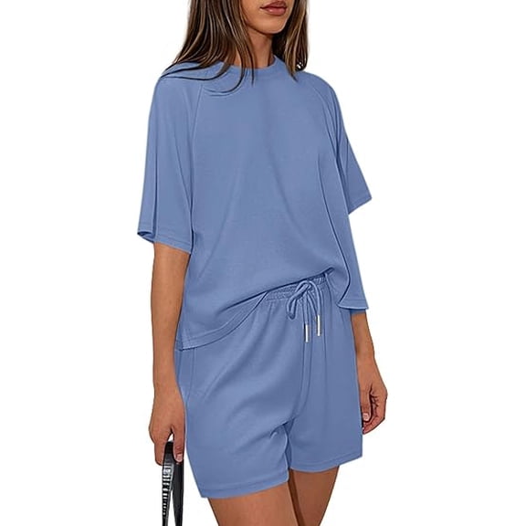 PRETTYGARDEN Women's 18 Piece Lounge Sets Short Sleeve Shirts Casual Tops Shorts Matching Clothing Summer Airport Outfits