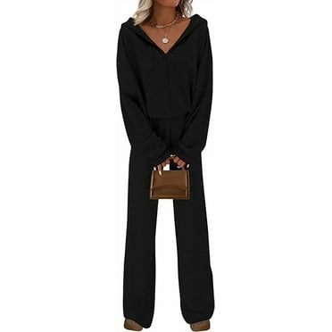 PRETTYGARDEN Women's 2 Piece Fall Lounge Sets Zip Up Hoodie Wide Leg Pants Tracksuit Matching Travel Outfits Clothes