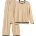 thumbnail image 1 of PRETTYGARDEN Women's 2 Piece Knit Sweater Outfit Casual Long Sleeve Pullover Wide Leg Pants Tracksuit Loungewear Set, 1 of 8