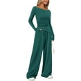 thumbnail image 1 of PRETTYGARDEN Women's 2 Piece Lounge Sets Asymmetrical Long Sleeve T Shirt Wide Leg Pants Casual Outfits Tracksuit, 1 of 7
