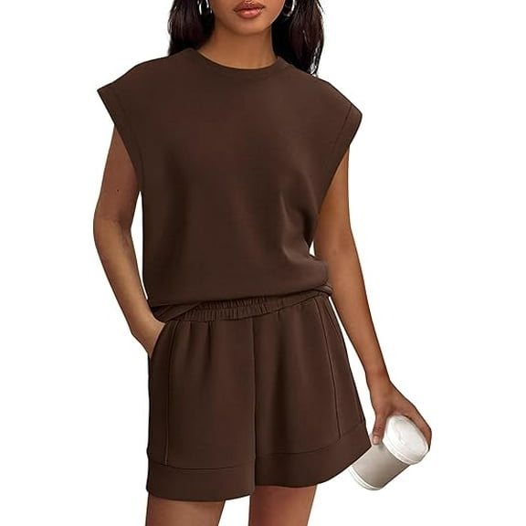 PRETTYGARDEN Women's 2 Piece Lounge Shorts Sets Summer Travel Outfits Casual Beach Vacation Clothes Matching Sweatsuits