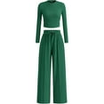 thumbnail image 1 of PRETTYGARDEN Women's 2 Piece Loungewear Long Sleeve Crop Top Wide Leg Palazzo Pants Set Tracksuits Casual Outfit, 1 of 10