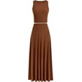 thumbnail image 1 of PRETTYGARDEN Women's 2 Piece Maxi Skirt Sets Casual Summer Knit Cropped Tank Top High Waisted Long Skirts Outfit, 1 of 10