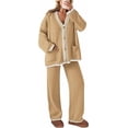 thumbnail image 1 of PRETTYGARDEN Women's 2 Piece Outfits Knit Matching Lounge Sets Long Sleeve V Neck Cardigan Sweaters Wide Leg Pants Tracksuits, 1 of 10