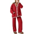thumbnail image 1 of PRETTYGARDEN Women's 2 Piece Outfits Knit Matching Lounge Sets Long Sleeve V Neck Cardigan Sweaters Wide Leg Pants Tracksuits, 1 of 10