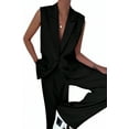 thumbnail image 1 of PRETTYGARDEN Women's 2 Piece Outfits Sleeveless Suit Vest and Wide Leg Pants Business Casual Blazer Sets, 1 of 7