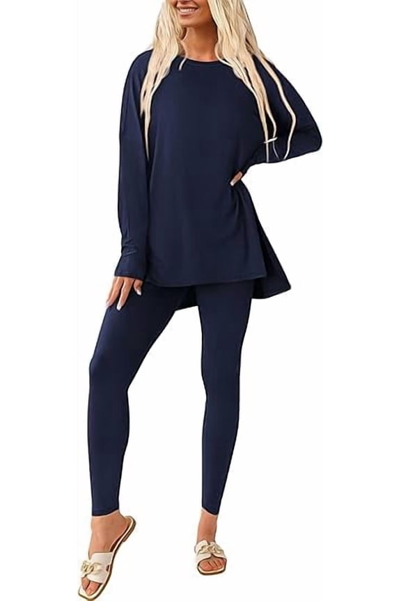Women's 2 Piece Outfits Spring Long Sleeve Tunic Tops Legging Pants Fall Matching Lounge Sets Sweatsuits