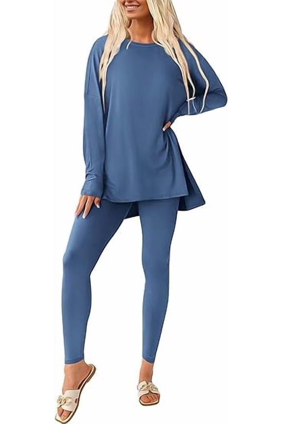 Women's 2 Piece Outfits Spring Long Sleeve Tunic Tops Legging Pants Fall Matching Lounge Sets Sweatsuits