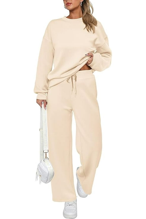 Women's 2 Piece Outfits Winter Long Sleeve Pullover Tops And Long Pants Lounge Sets Tracksuit