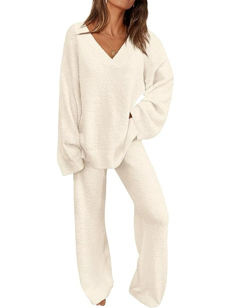 PRETTYGARDEN Women's Piece Pullover Sweater Set Oversized V Neck