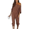 thumbnail image 1 of PRETTYGARDEN Women's 2 Piece Ribbed Tracksuit Outfits Off Shoulder Long Sleeve Pullover Lounge Pants with Pockets, 1 of 8