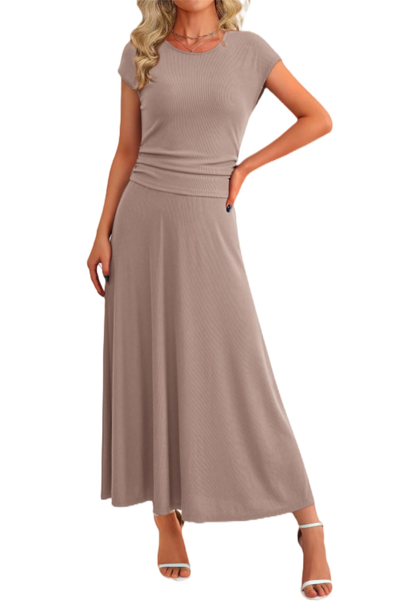 Summer Solid Color Crop Top & Skirt 2-Piece Set.