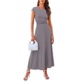 thumbnail image 1 of PRETTYGARDEN Women's 2 Piece Summer Outfits Dressy Casual Knit Short Sleeve Crop Top High Waist Midi Skirt Set, 1 of 8