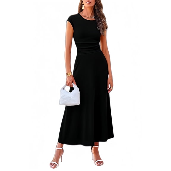 PRETTYGARDEN Women's 2 Piece Summer Outfits Dressy Casual Knit Short Sleeve Crop Top High Waist Midi Skirt Set