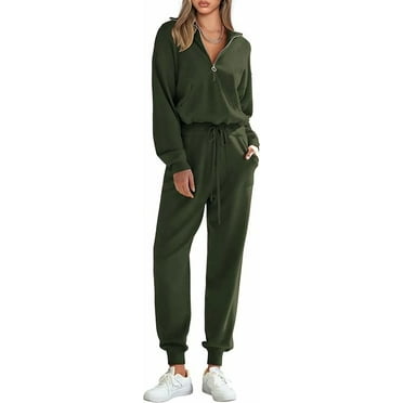 PRETTYGARDEN Women's 2 Piece Sweater Set Pullover Zip Up Sweatshirt Jogger Sweatpants Tracksuit Casual Outfit