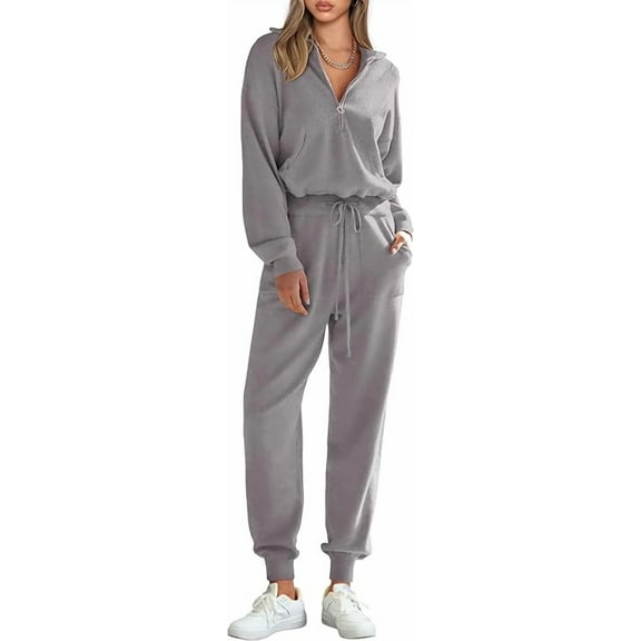 PRETTYGARDEN Women's 2 Piece Sweater Set Pullover Zip Up Sweatshirt Jogger Sweatpants Tracksuit Casual Outfit