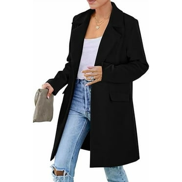 PRETTYGARDEN Women's 2025 Spring Fall Long Blazer Jackets Long Sleeve Lapel Pockets Loose Fit Work Casual Blazers Outerwear