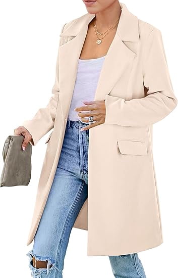 Chic Slim Fit Long Sleeve Blazers Collar Long Jacket