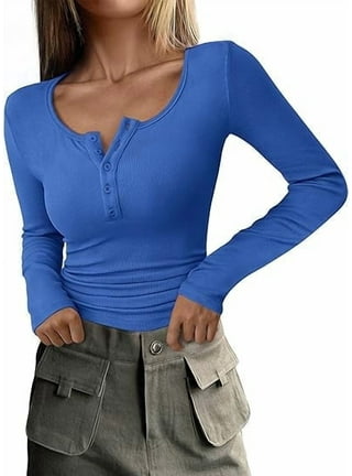 Womens Ribbed Henley Top