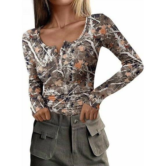 PRETTYGARDEN Women's 2026 Spring Fall Long Sleeve Henley T Shirts Button Ribbed Knit Slim Fit Casual Basic Tops Blouse