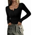 thumbnail image 1 of PRETTYGARDEN Women's 2026 Spring Fall Long Sleeve Henley T Shirts Button Ribbed Knit Slim Fit Casual Basic Tops Blouse, 1 of 9