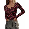 thumbnail image 1 of PRETTYGARDEN Women's 2026 Spring Fall Long Sleeve Henley T Shirts Button Ribbed Knit Slim Fit Casual Basic Tops Blouse, 1 of 9