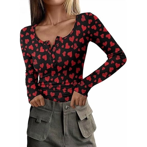 PRETTYGARDEN Women's 2026 Spring Fall Long Sleeve Henley T Shirts Button Ribbed Knit Slim Fit Casual Basic Tops Blouse
