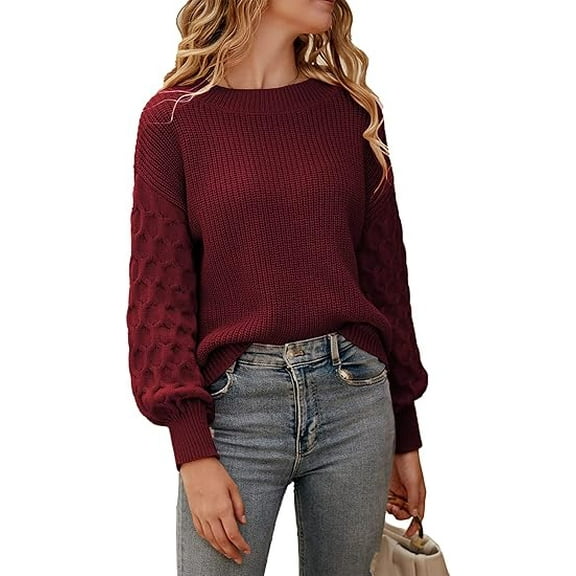 PRETTYGARDEN Women's 2025 Winter Pullover Sweater Casual Long Sleeve Crewneck Loose Chunky Knit Jumper Tops Blouse