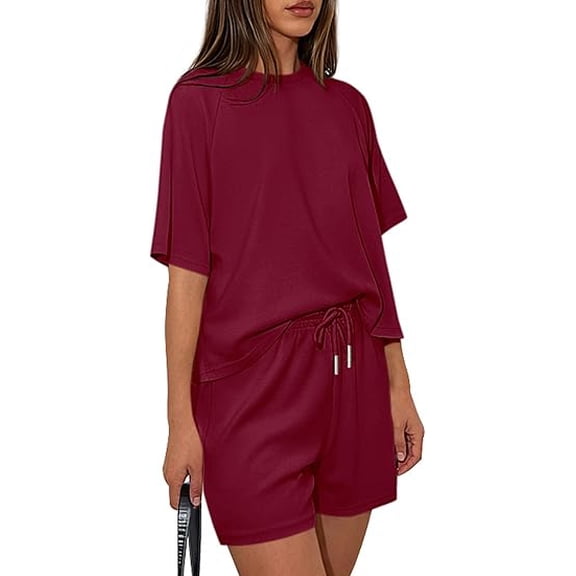 PRETTYGARDEN Women's 38 Piece Lounge Sets Short Sleeve Shirts Casual Tops Shorts Matching Clothing Summer Airport Outfits