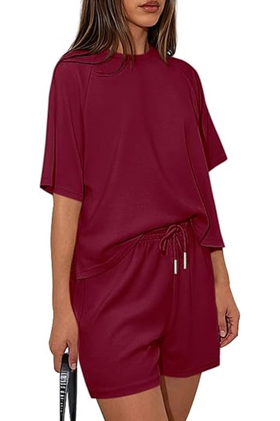 Women's 38 Piece Lounge Sets Short Sleeve Shirts Casual Tops Shorts Matching Clothing Summer Airport Outfits