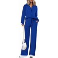 thumbnail image 1 of PRETTYGARDEN Women's 2 Piece Outfits Casual Lapel Half Zip Sweatshirts And Wide Leg Pants Tracksuit Sets, 1 of 8