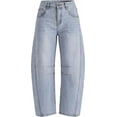 thumbnail image 1 of PRETTYGARDEN Women's Barrel Baggy Jeans High Waisted Pants Stretchy Wide Leg, Loose Boyfriend Denim, Cropped Ankle Length, Pockets, Trendy Casual, Y2K Outfits, Fall Fashion Clothes, 1 of 10