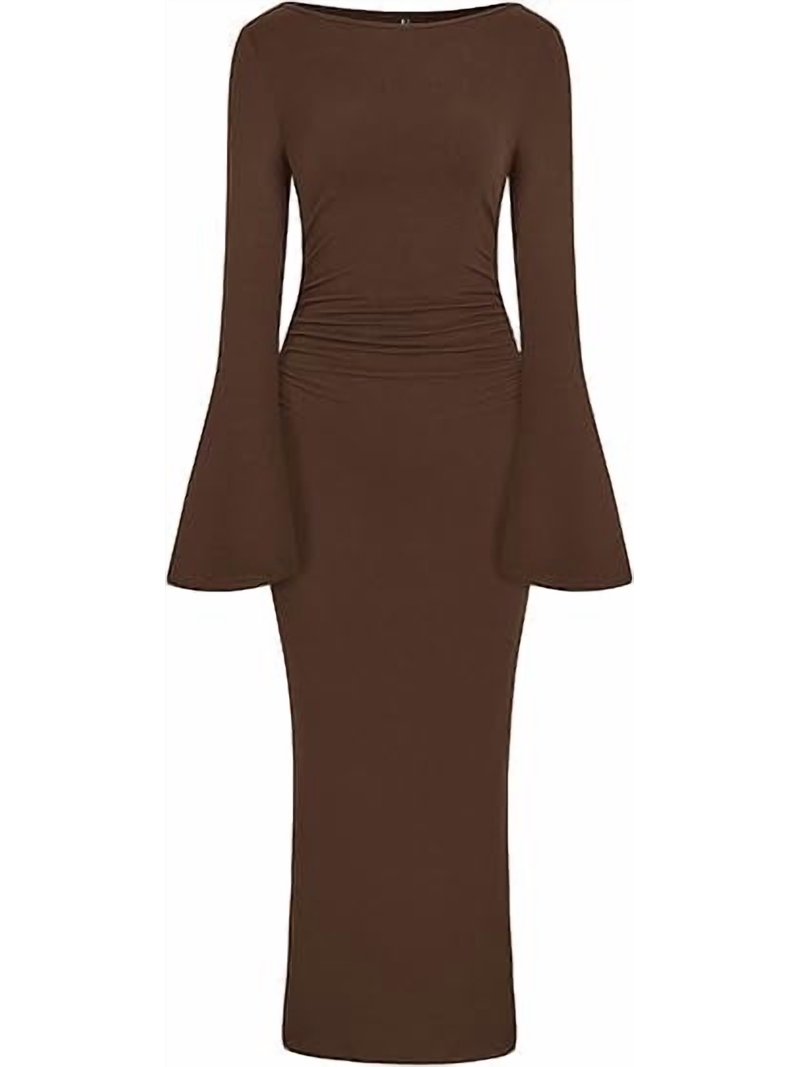 Women's Wedding Guest Dress MITILLY Women's Long Sleeve Ruched Bodycon Mini  Dress | Wedding Guest Cocktail Dress With Slit, Fall Formal Party Dress  MITILLY Women's Party Dress