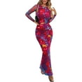 thumbnail image 1 of PRETTYGARDEN Women's Bodycon Maxi Dress Fall Spring Fashion Long Sleeve Floral Print Tight Fitted Party Club Ruched Dresses, 1 of 8