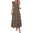 thumbnail image 1 of PRETTYGARDEN Women's Boho Floral Maxi Dress Summer Smocked V Neck Ruffle Sleeve Spring Flowy Beach Vacation Sundresses, 1 of 6