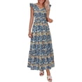 thumbnail image 1 of PRETTYGARDEN Women's Boho Floral Maxi Dress Summer Smocked V Neck Ruffle Sleeve Spring Flowy Beach Vacation Sundresses, 1 of 6