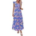 thumbnail image 1 of PRETTYGARDEN Women's Boho Floral Maxi Dress Summer Smocked V Neck Ruffle Sleeve Spring Flowy Beach Vacation Sundresses, 1 of 6