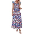 thumbnail image 1 of PRETTYGARDEN Women's Boho Floral Maxi Dress Summer Smocked V Neck Ruffle Sleeve Spring Flowy Beach Vacation Sundresses, 1 of 6